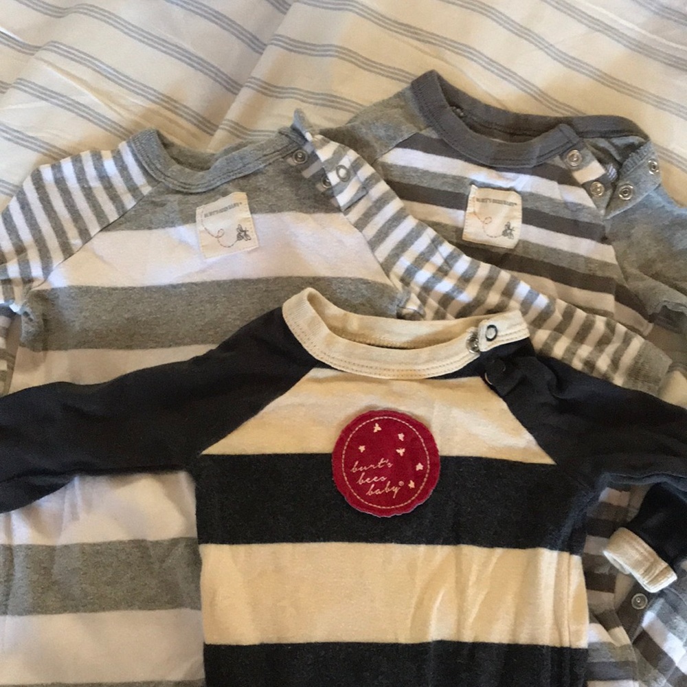 Set of 3 Burt’s Bees footless sleeper onesies